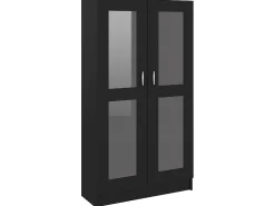 Vitrina de madera contrachapada negro 82,5x30,5x150 cm ES330780