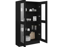 Vitrina de madera contrachapada negro 82,5x30,5x150 cm ES330780
