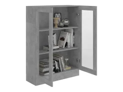 Vitrina de madera contrachapada gris hormigón 82,5x30,5x115 cm