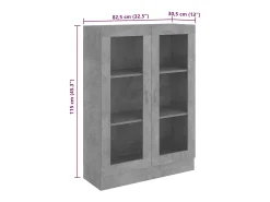 Vitrina de madera contrachapada gris hormigón 82,5x30,5x115 cm