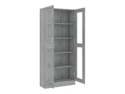 Vitrina de madera contrachapada gris sonoma 82,5x30,5x185,5 cm