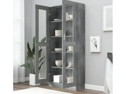 Vitrina de madera contrachapada gris sonoma 82,5x30,5x185,5 cm