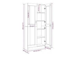 Vitrina de madera contrachapada gris sonoma 82,5x30,5x185,5 cm