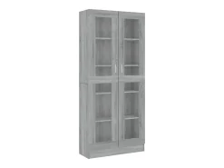Vitrina de madera contrachapada gris sonoma 82,5x30,5x185,5 cm