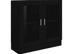 Vitrina de madera contrachapada negro 82,5x30,5x80 cm ES273277
