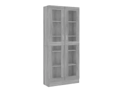Vitrina de madera contrachapada gris sonoma 82,5x30,5x185 cm