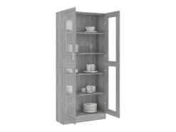 Vitrina de madera contrachapada gris sonoma 82,5x30,5x185 cm