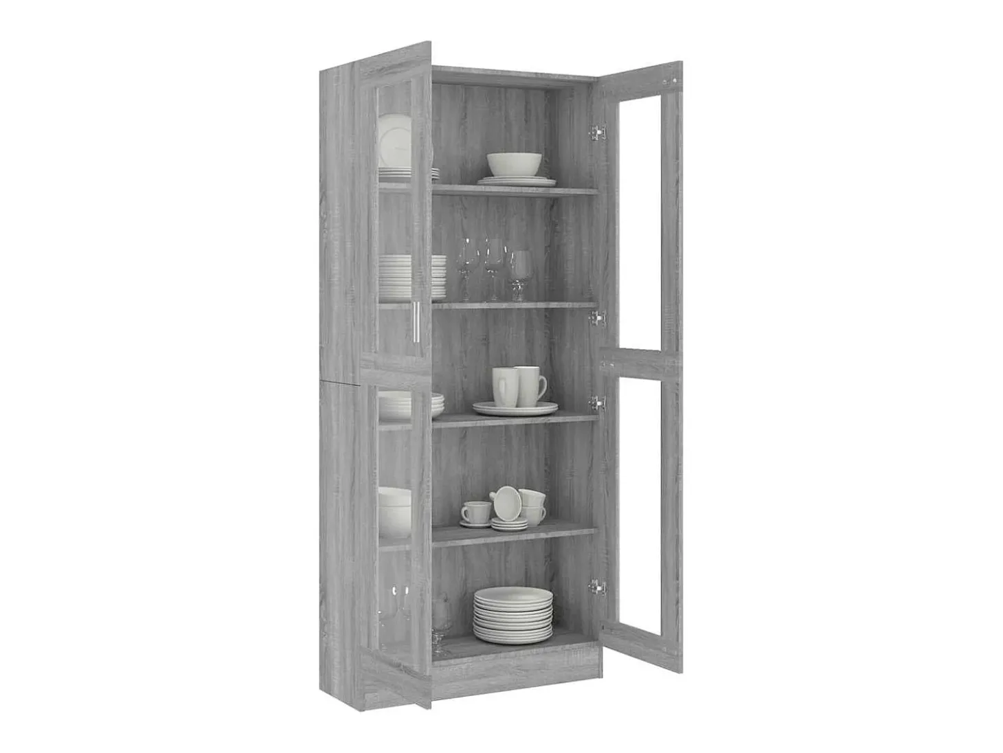 Vitrina de madera contrachapada gris sonoma 82,5x30,5x185 cm