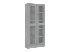 Vitrina de madera contrachapada gris sonoma 82,5x30,5x185,5 cm ES961885