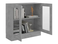 Vitrina de madera contrachapada gris hormigón 82,5x30,5x80 cm ES108934