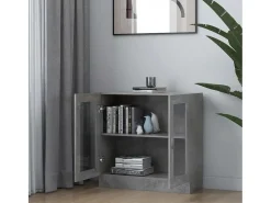 Vitrina de madera contrachapada gris hormigón 82,5x30,5x80 cm ES108934