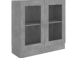 Vitrina de madera contrachapada gris hormigón 82,5x30,5x80 cm ES108934