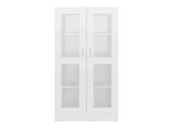 Vitrina de madera contrachapada blanco brillo 82,5x30,5x150 cm