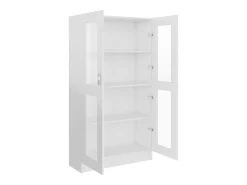 Vitrina de madera contrachapada blanco brillo 82,5x30,5x150 cm