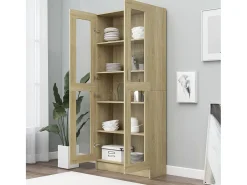 Vitrina de madera de ingeniería roble Sonoma 82,5x30,5x185,5 cm ES141498