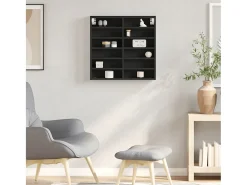 Vitrina de madera de ingeniería negra 60x8,5x58 cm ES579204