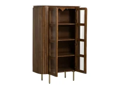 Vitrina de Madera de Mango y Mármol Siena - Mueble de Calidad con Patas Roscadas y Dimensiones 160x100x40