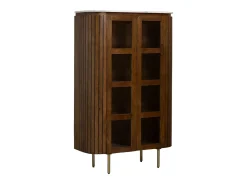 Vitrina de Madera de Mango y Mármol Siena - Mueble de Calidad con Patas Roscadas y Dimensiones 160x100x40
