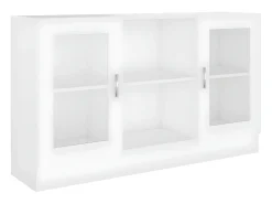 Vitrina de madera ingeniería blanca 120x30,5x70 cm ES888744