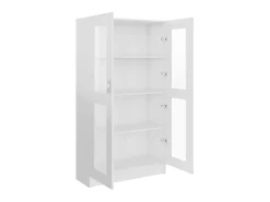 Vitrina de madera ingeniería blanco brillo 82,5x30,5x150 cm ES139306