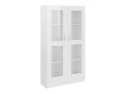 Vitrina de madera ingeniería blanco brillo 82,5x30,5x150 cm ES139306