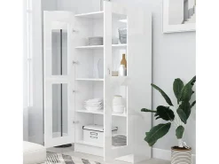 Vitrina de madera ingeniería blanco brillo 82,5x30,5x150 cm ES139306