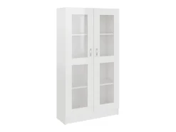Vitrina de madera ingeniería blanco brillo 82,5x30,5x150 cm