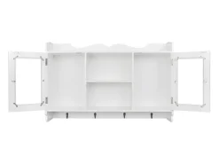 Vitrina de pared con estante para libros, DVD y cristal en MDF blanco