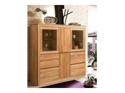 Vitrina de roble macizo y cristal Velida 150 cm