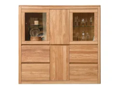 Vitrina de roble macizo y cristal Velida 150 cm