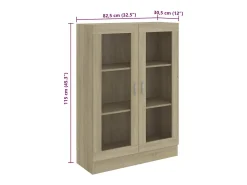 Vitrina de roble Sonoma de 82,5 x 30,5 x 115 cm de madera de ingeniería
