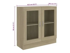Vitrina de roble Sonoma de 82,5 x 30,5 x 80 cm, madera de ingeniería