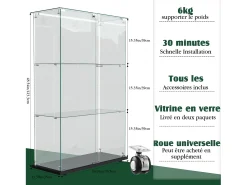 Vitrina de salón con 4 estantes y puertas dobles – Muebles de salón elegantes
