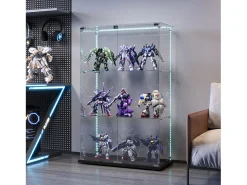 Vitrina de salón con 4 estantes y puertas dobles – Muebles de salón elegantes