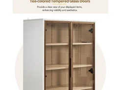 Vitrina de Vidrio 150cm - con LED - 2 Puertas y 2 cajones - estantes móviles - 70x35x150cm