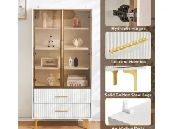 Vitrina de Vidrio 150cm - con LED - 2 Puertas y 2 cajones - estantes móviles - 70x35x150cm