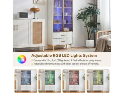 Vitrina de Vidrio 150cm - con LED - 2 Puertas y 2 cajones - estantes móviles - 70x35x150cm