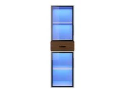 Vitrina de vidrio 40x40x200 cm - con iluminación LED - 2 puertas de vidrio y 1 cajón - MDF+vidrio - Blanco