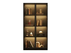 Vitrina de vidrio 80x40x160 cm - con iluminación LED - con estantes móviles - con 2 puertas - negra