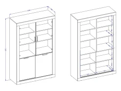 Vitrina diseño colección MEUNIER color Roble samdal y negro mate – 4 puertas