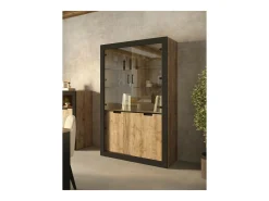 Vitrina diseño colección MEUNIER color Roble samdal y negro mate – 4 puertas