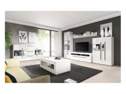 Vitrina diseño XL colección BREDA. Colores blanco mate y blanco brillante.