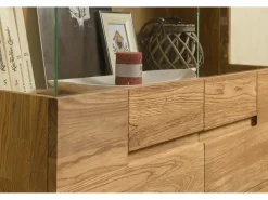 Vitrina Divina madera maciza roble miel 180 cm