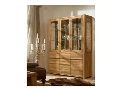 Vitrina Eliza de 3 puertas de roble macizo 145 cm