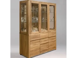 Vitrina Eliza de 3 puertas de roble macizo 145 cm