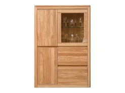 Vitrina en roble macizo y cristal Velida 100 cm