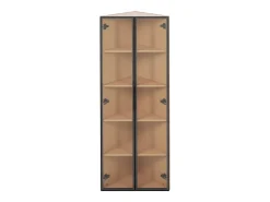 Vitrina esquinera con puerta - 62 x 35 x 160 cm - con LED y vidrio templado - MDF - luz natural