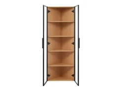 Vitrina esquinera con puerta - 62 x 35 x 160 cm - con LED y vidrio templado - MDF - luz natural