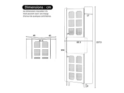 Vitrina esquinera lacada - 63,5 x 45 x 157,5 cm - con LEDs + 2 puertas + estante - MDF - gris