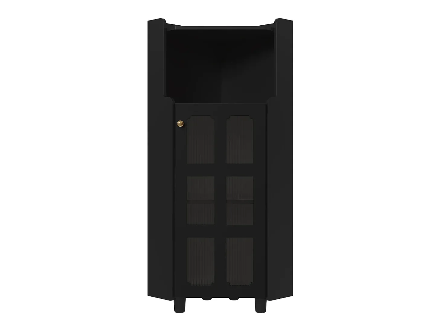 Vitrina esquinera negra - Con iluminación LED y 2 puertas de cristal